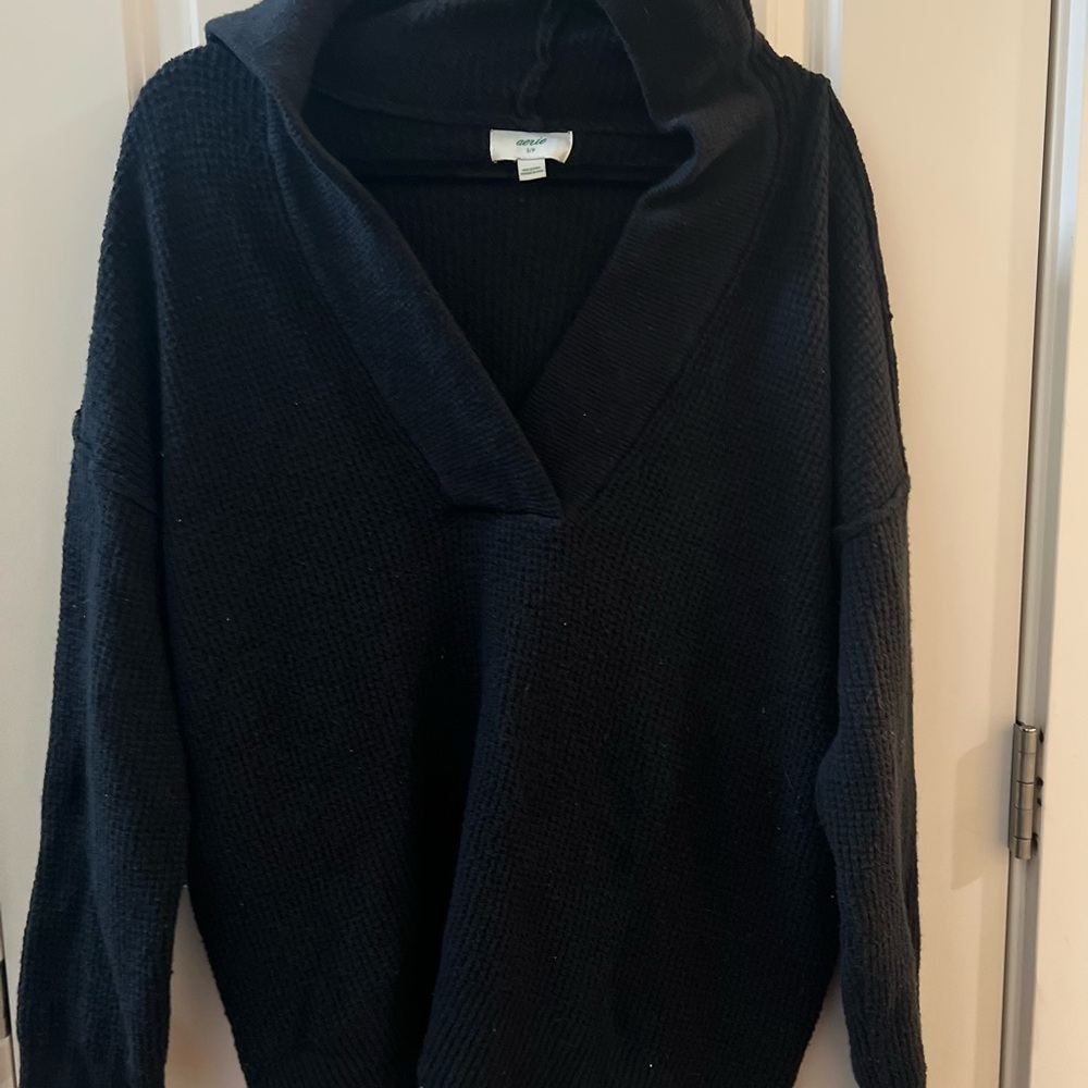 Aerie Waffle Women's Black Sweater